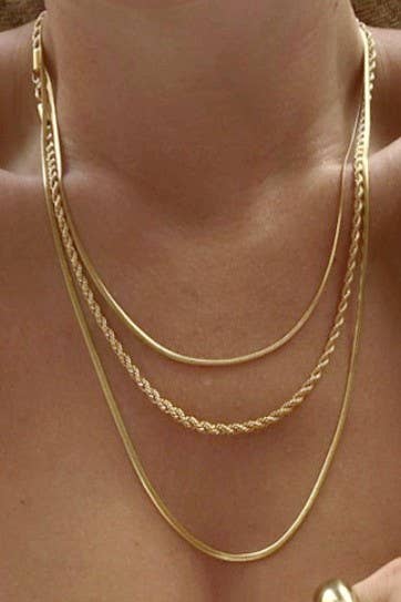 18K Gold Triple Layered Necklace – Tarnish-Free Stainless Steel | JOSSLYN
