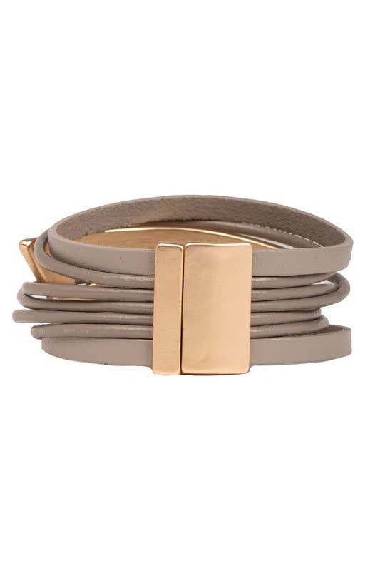 Saachi Absolute Zero Metallic Plated Leather Cuff Bracelet