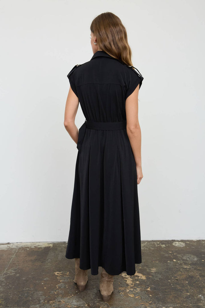 Blu Pepper - Black Belted Sleeveless Midi Shirt Dress 1