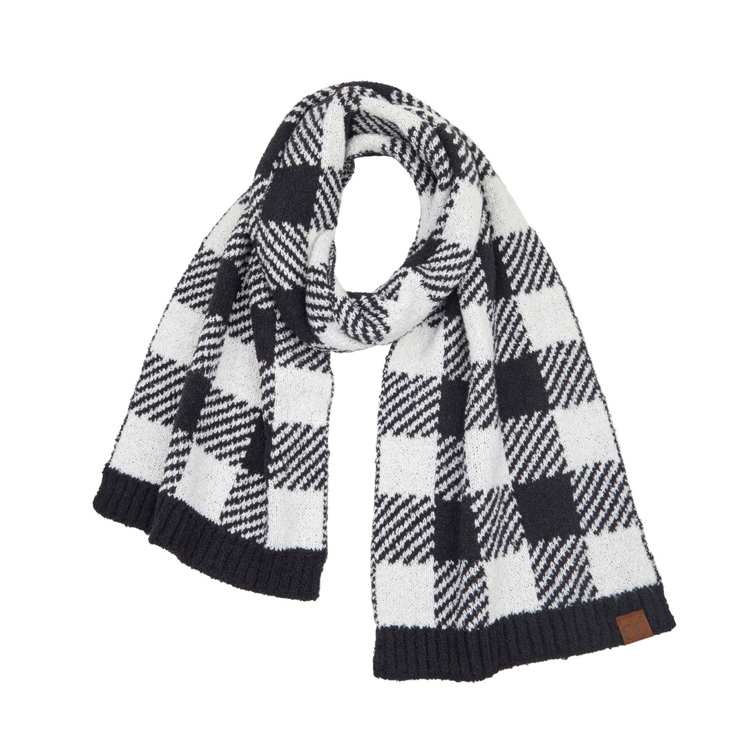 CC Buffalo Check Jacquard Knit Scarf Black/White