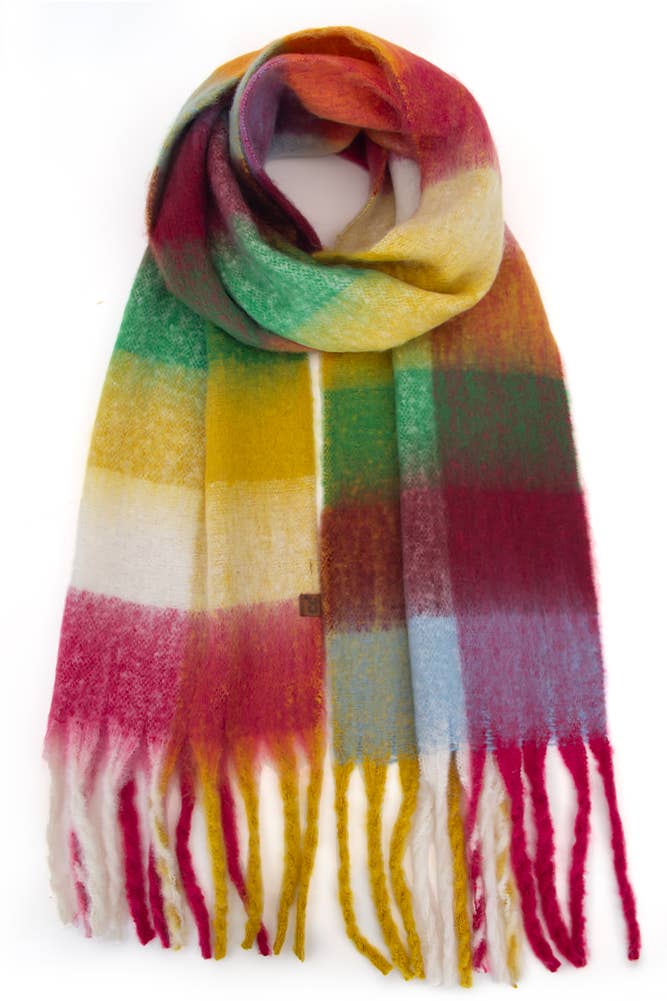C.C Multi Color Block Plaid Scarf