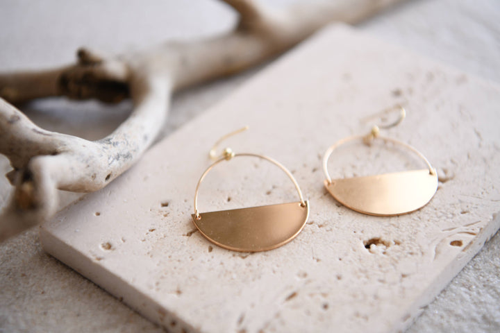 Gold Plated Half Moon Hoops