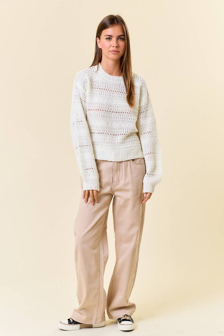 Crewneck Pullover Sweater White 5