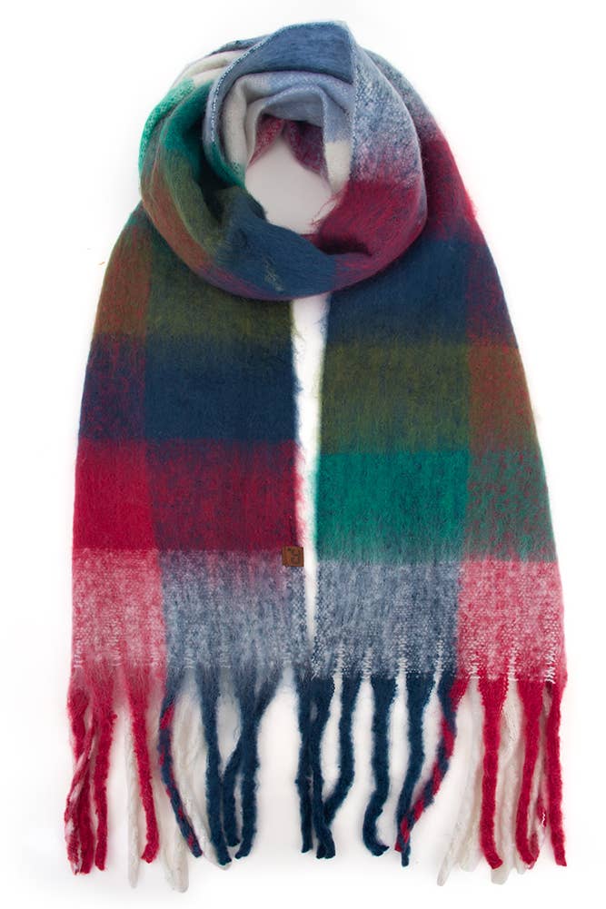 C.C Multi Color Block Plaid Scarf