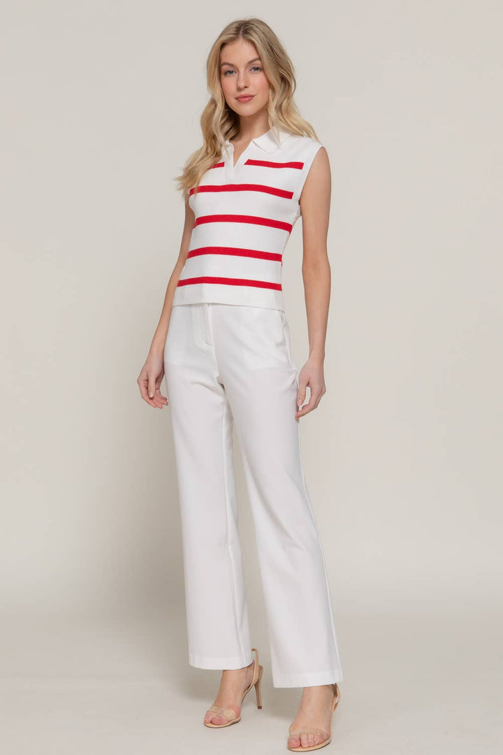 Stripe Polo Spring Sweater