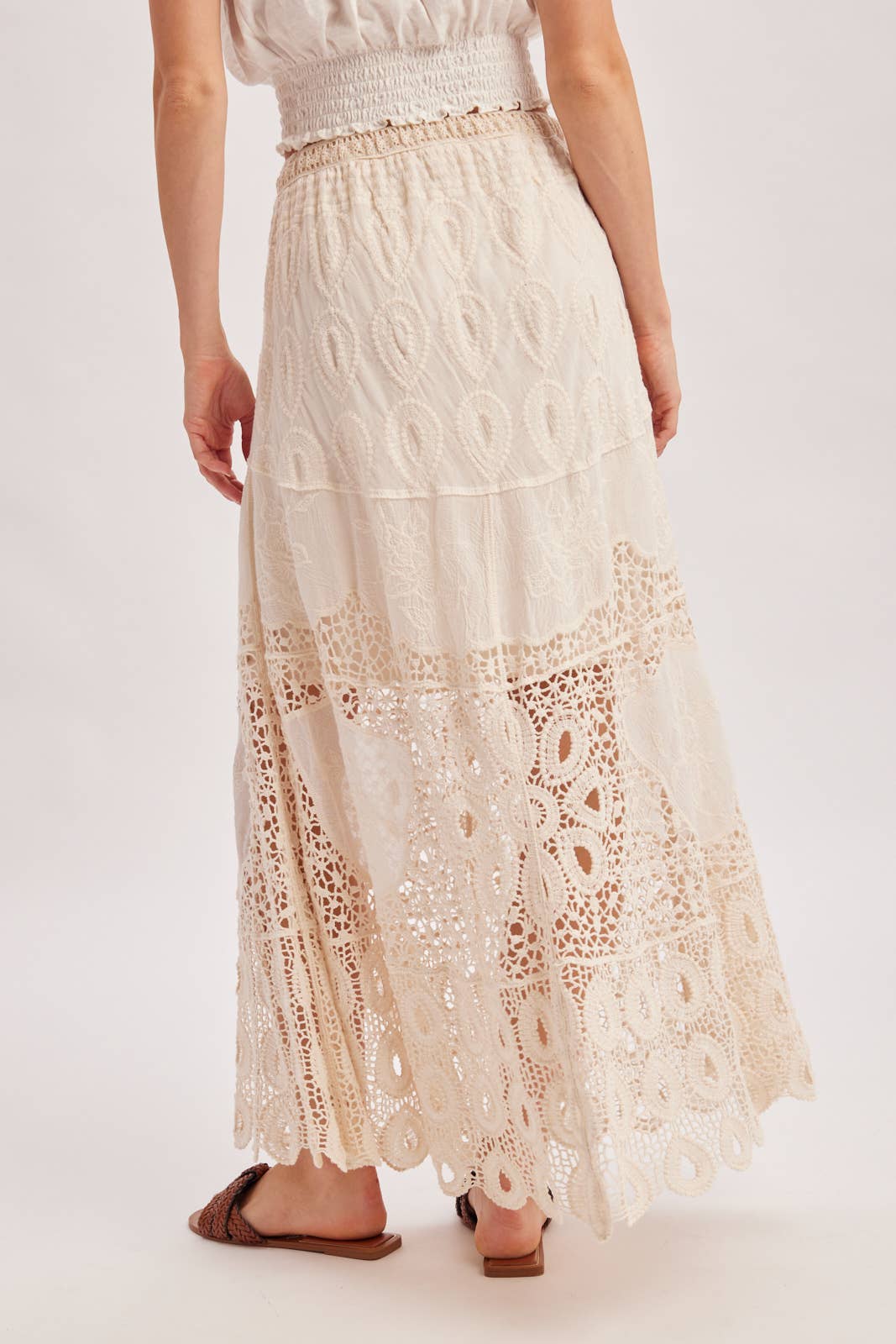 Bluivy Boho Crochet Maxi Skirt - Natural