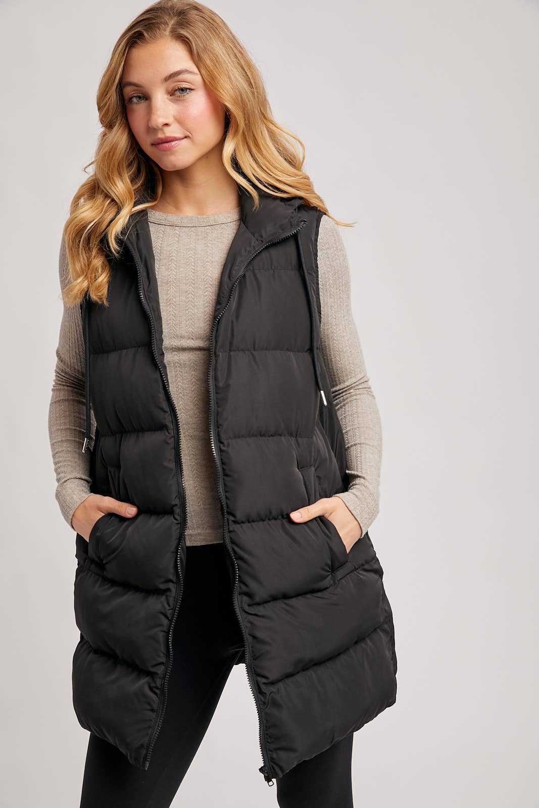 Bluivy - Hooded Longline Puffer Vest black3
