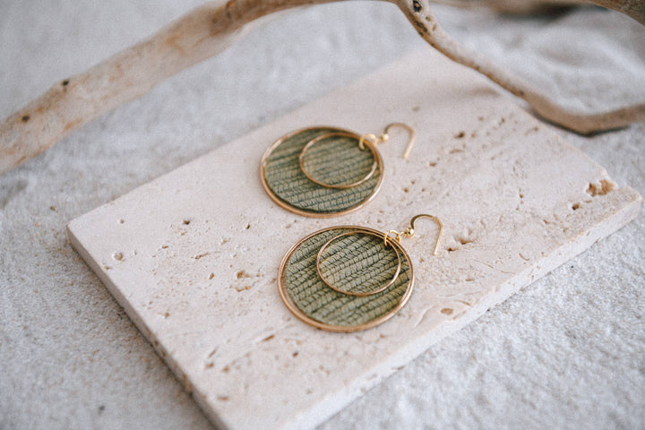 Boho Chic Leather &amp; Gold Plated Hoop Earrings
