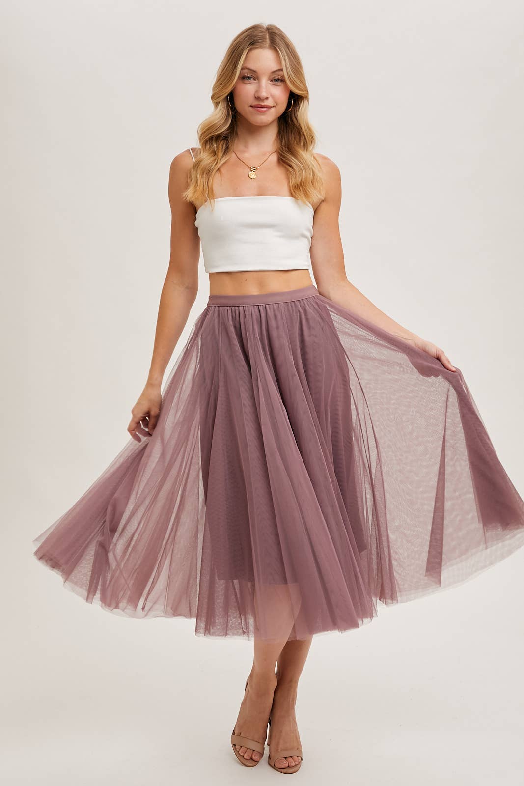Bluivy Tulle Midi Skirt mauve 5