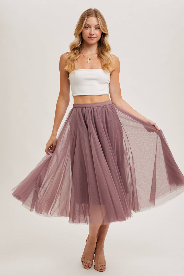 Bluivy Tulle Midi Skirt mauve 5