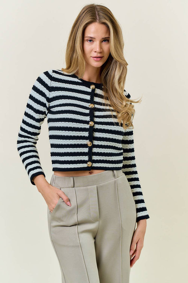 Stripe Knie Cardigan Jacket1