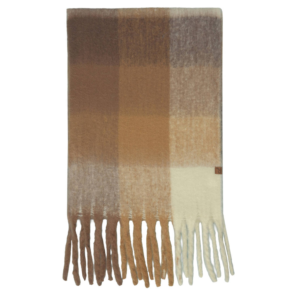 C.C Multi Color Block Plaid Scarf Taupe