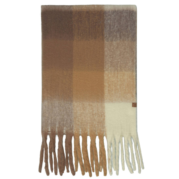 C.C Multi Color Block Plaid Scarf Taupe