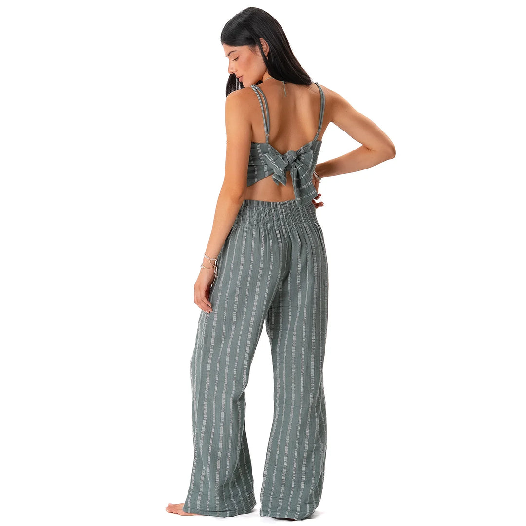 Lotus and Luna - Sage Sailor Stripe Wide Leg Pants 3