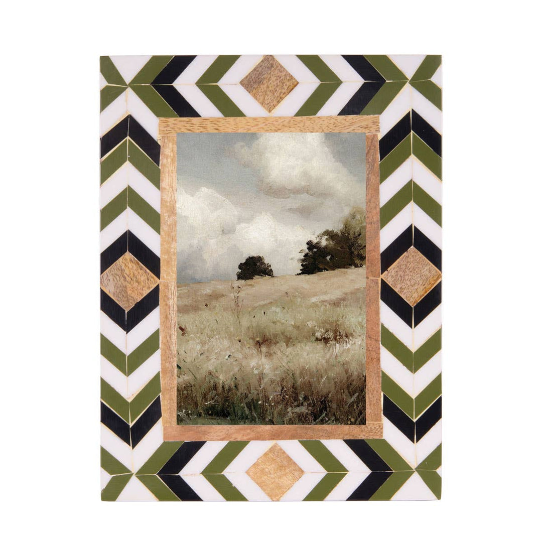 Foreside Home &amp; Garden - 4x6 Rey Geometric Photo Frame Green