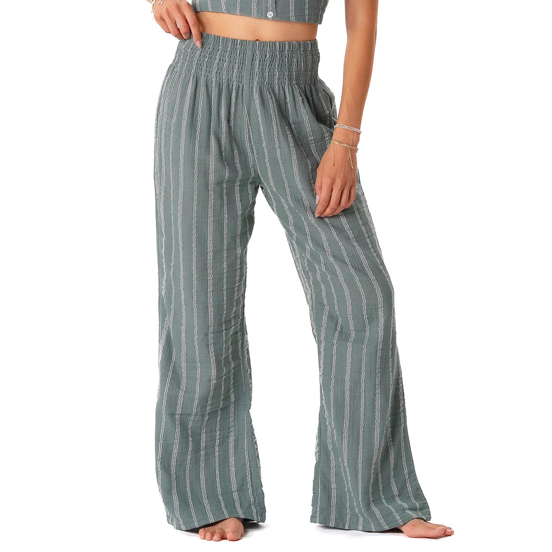 Lotus and Luna - Sage Sailor Stripe Wide Leg Pants