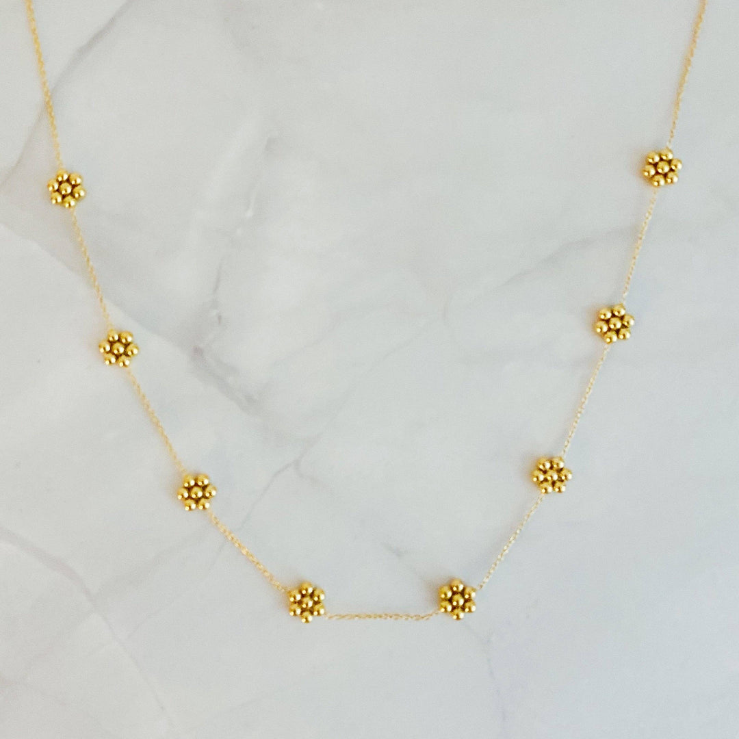 Ellison+Young - Dainty Golden Bead Flower Necklace