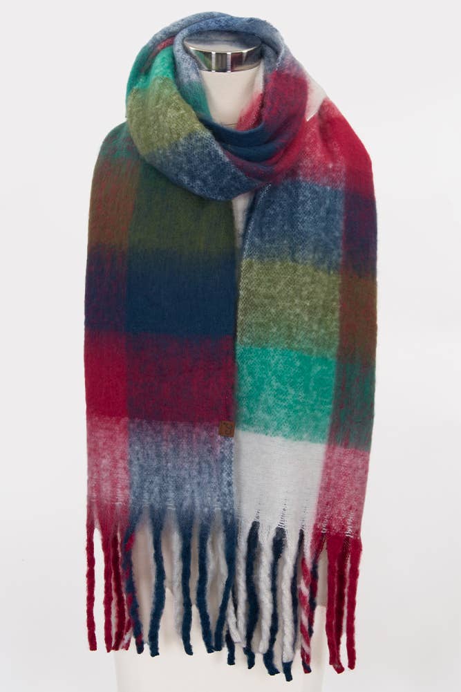 C.C Multi Color Block Plaid Scarf