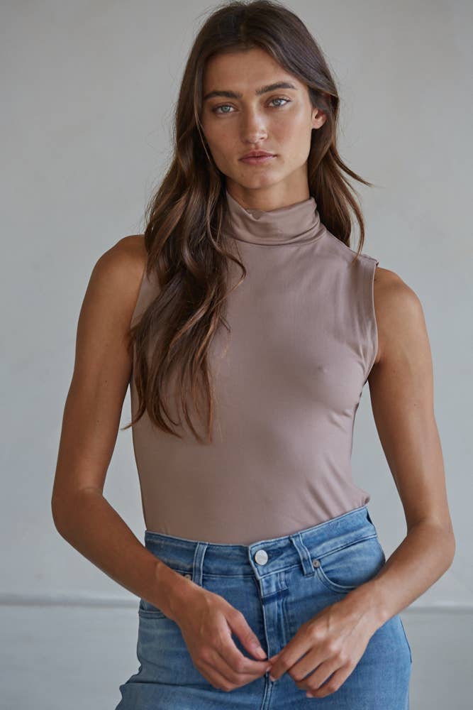 By Together - Knit Poly Span Jersey Turtle Neck Sleeveless Top