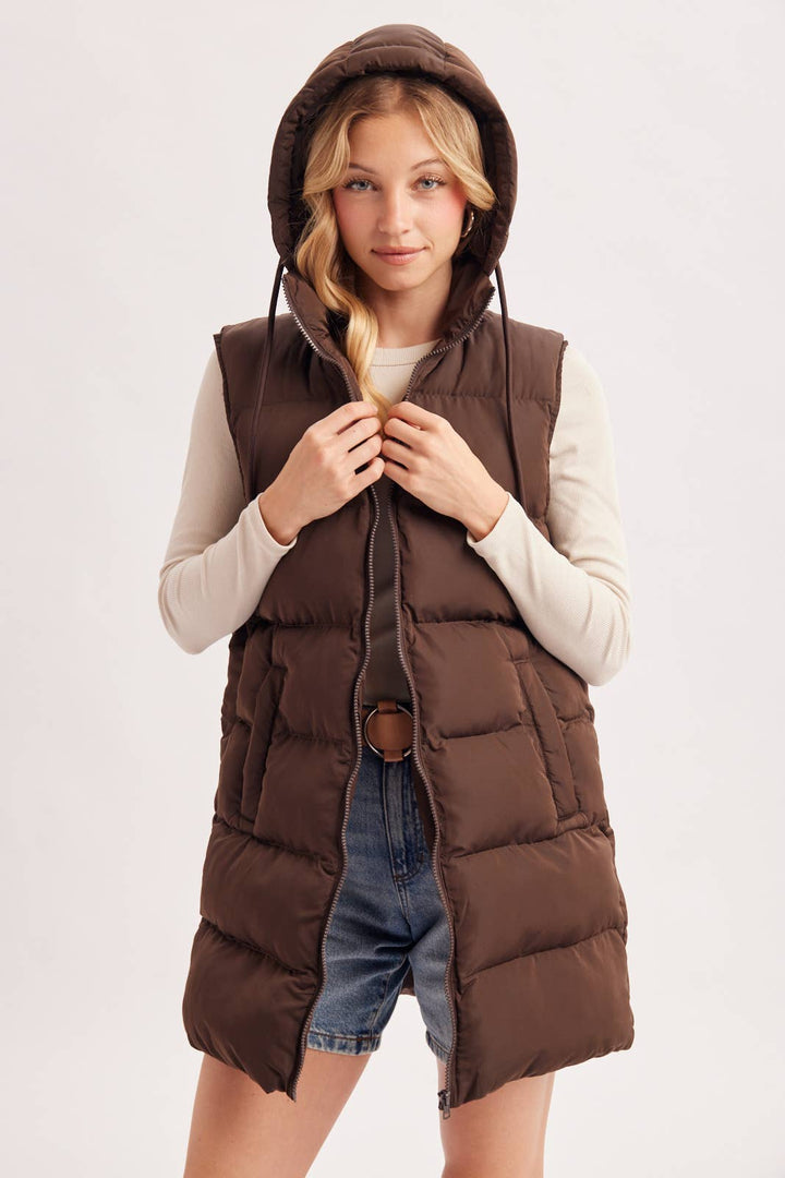 Bluivy - Hooded Longline Puffer Vest