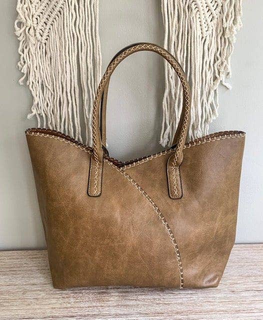 Stitch Trim Detail Shoulder/Tote Set Bag