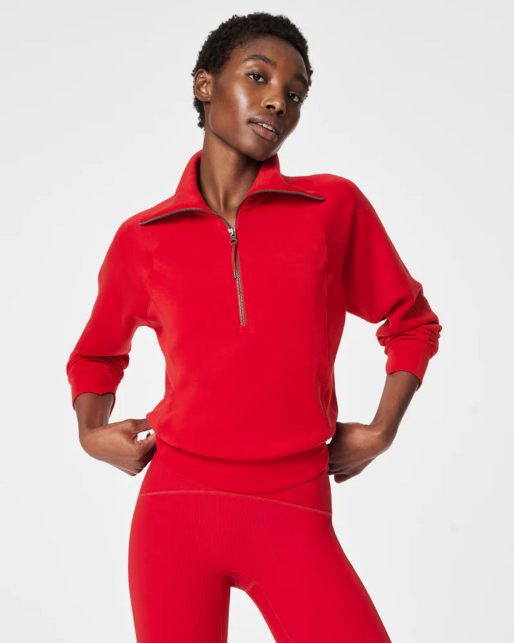 Spanx Airessentials Half Zip Red