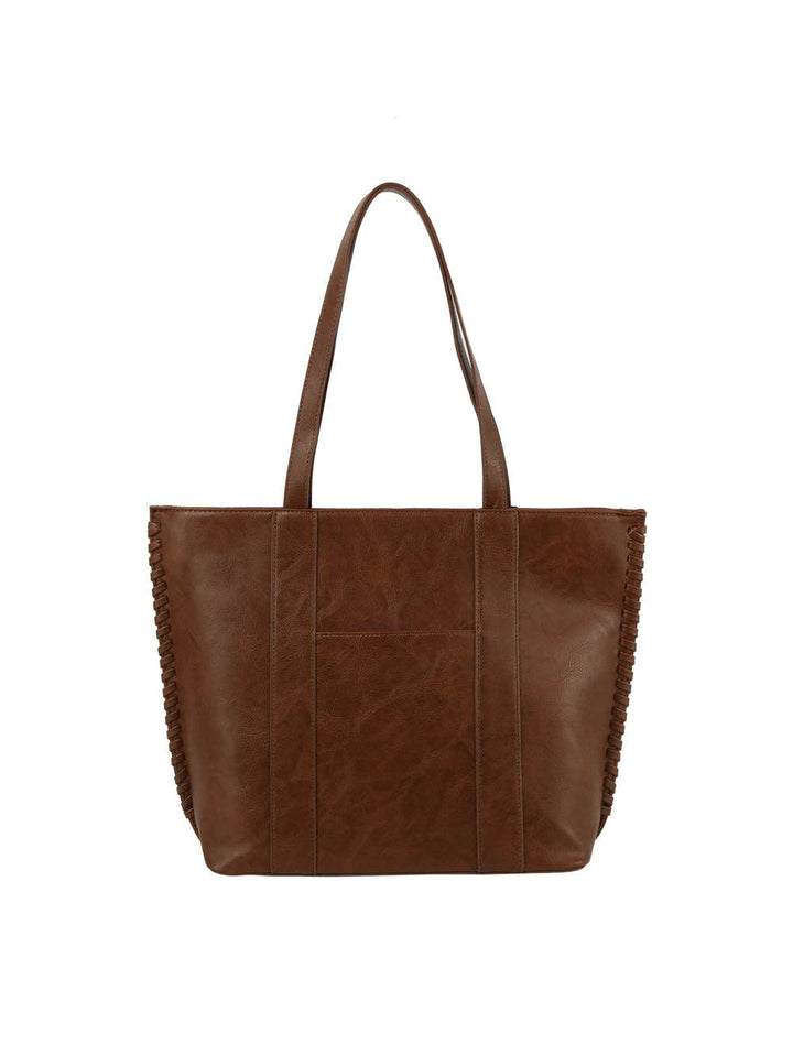 Side Braided Detail Tote brown back