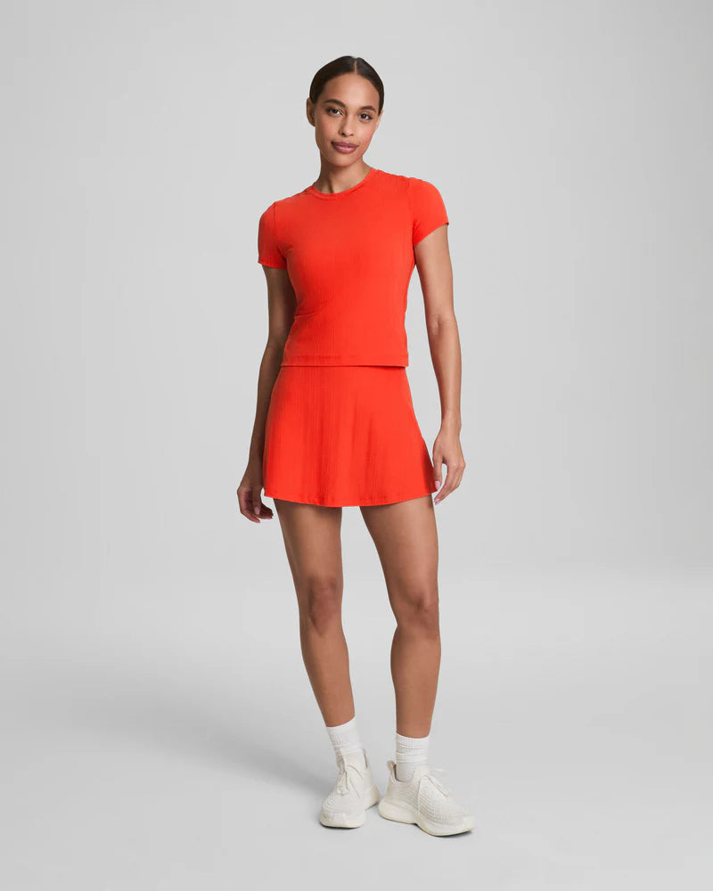 Spanx Get Moving Rib Short Sleeve Tee poppy1