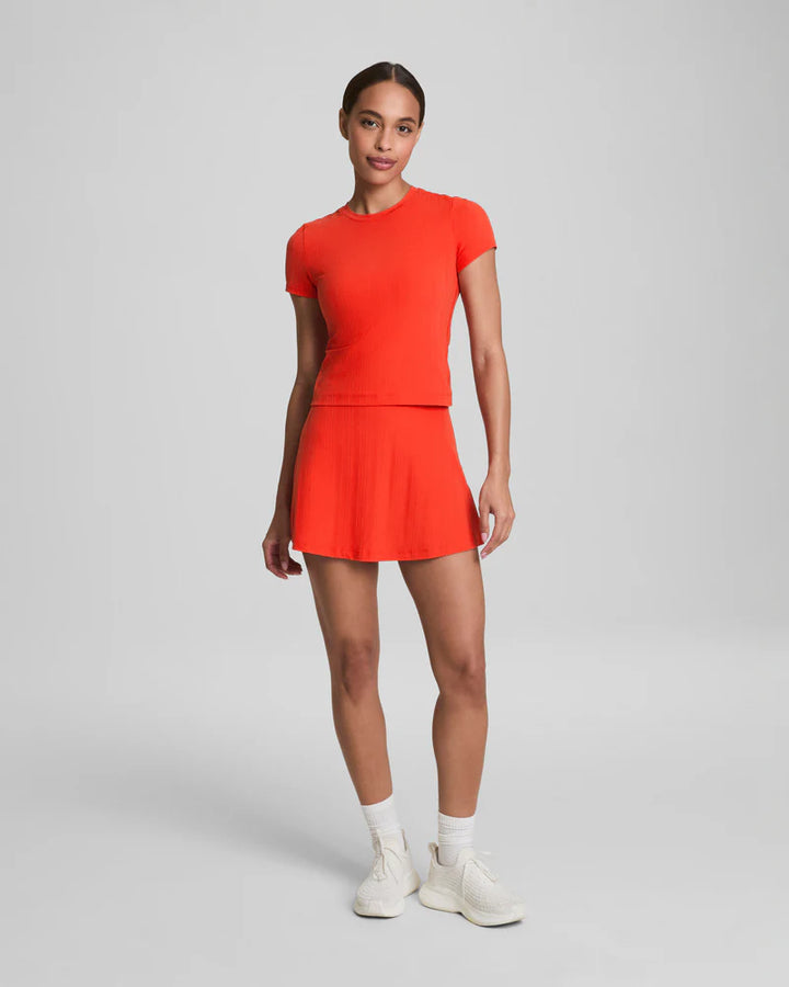 Spanx Get Moving Rib Short Sleeve Tee poppy1