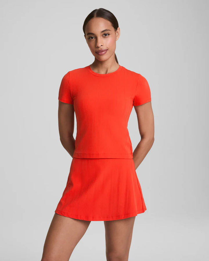 Spanx Get Moving Rib Short Sleeve Tee poppy2