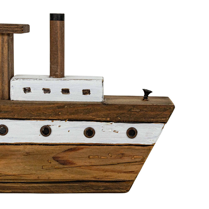 Tugboat Decorative Accent White Wood & Metal