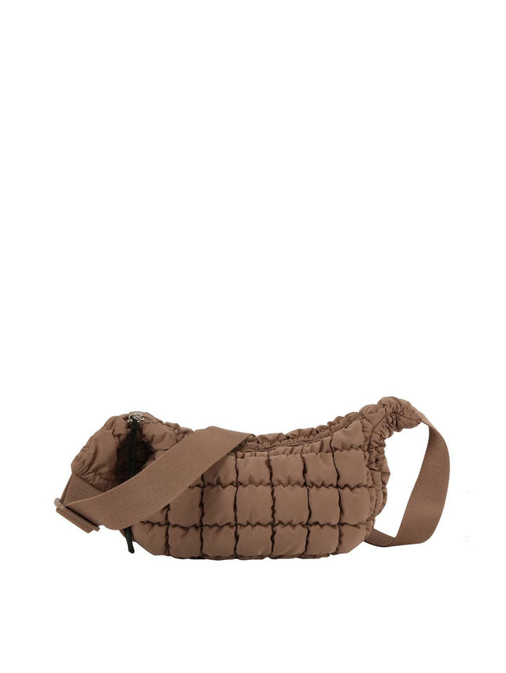 Puffy Quilted Sling Bag stone