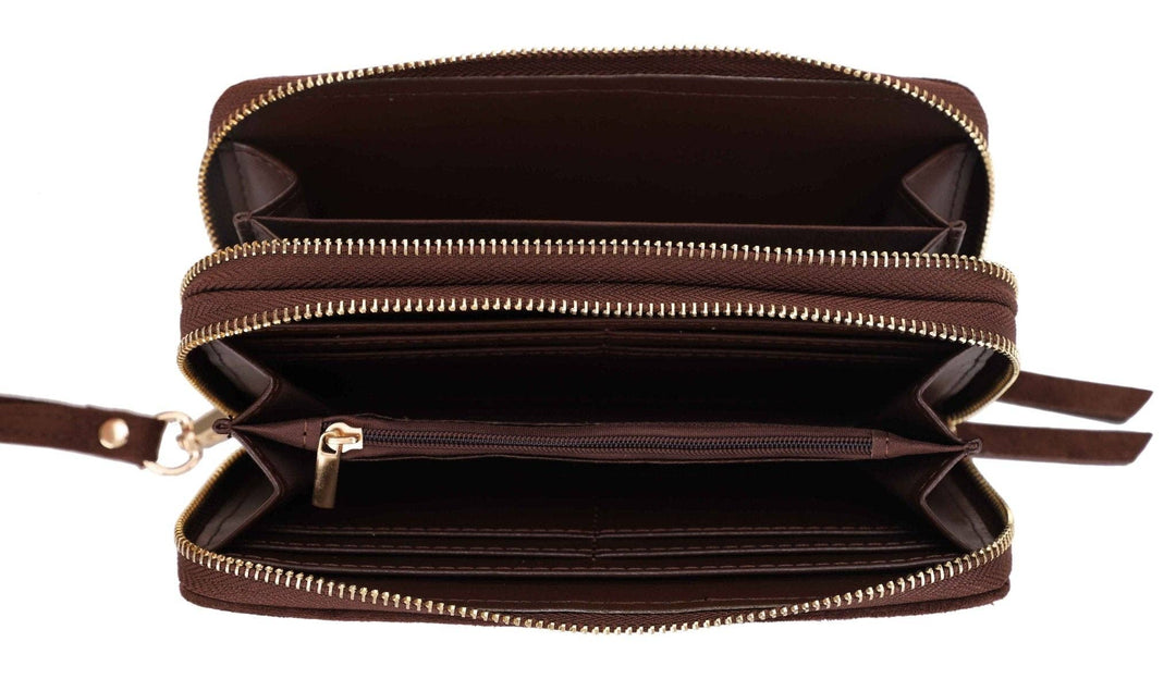 Sherrie Suede Double Zipper Wallet insice
