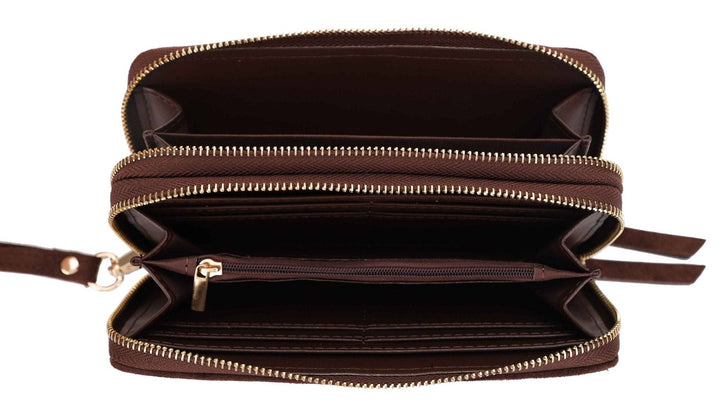 Sherrie Suede Double Zipper Wallet insice