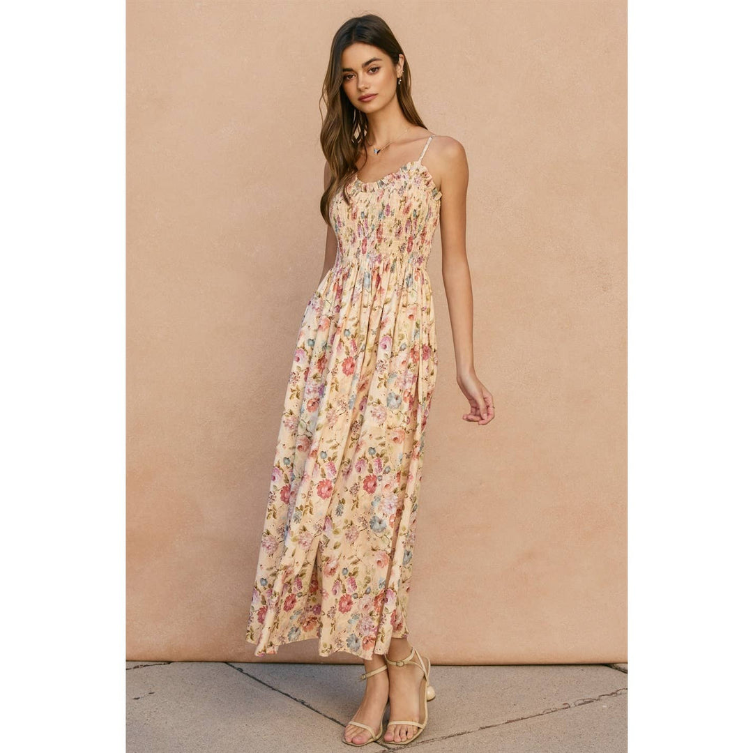 Dress Forum Peche Smocked Fit And Flare Midi Dress Pink 2