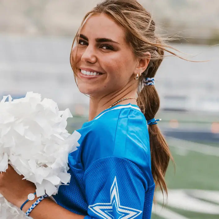 K'Lani hair tie bracelets - Game Day Blue/White3