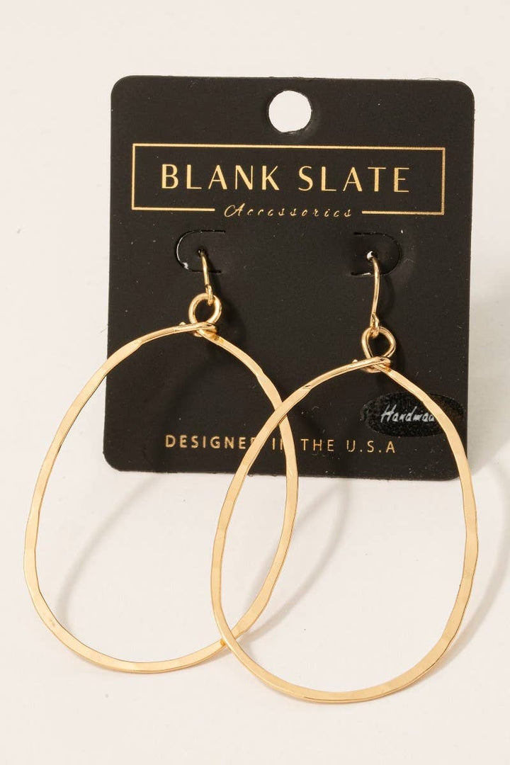 Handmade Oval Cutout Drop Earrings gold