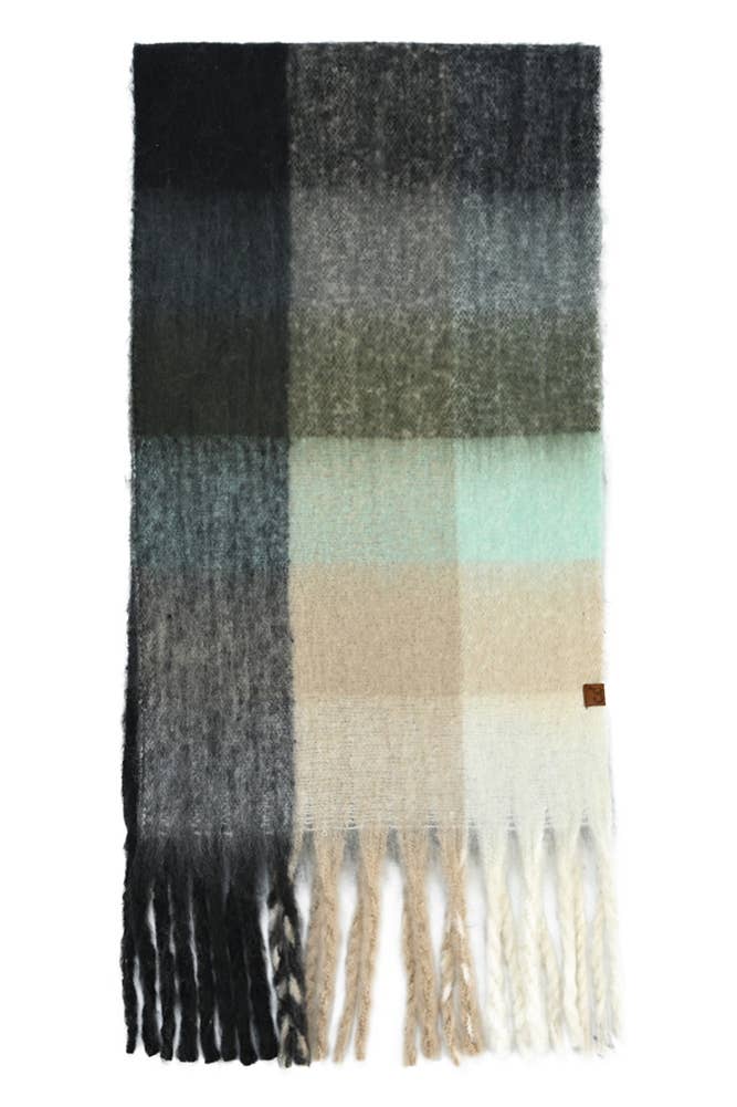 C.C Multi Color Block Plaid Scarf Teal