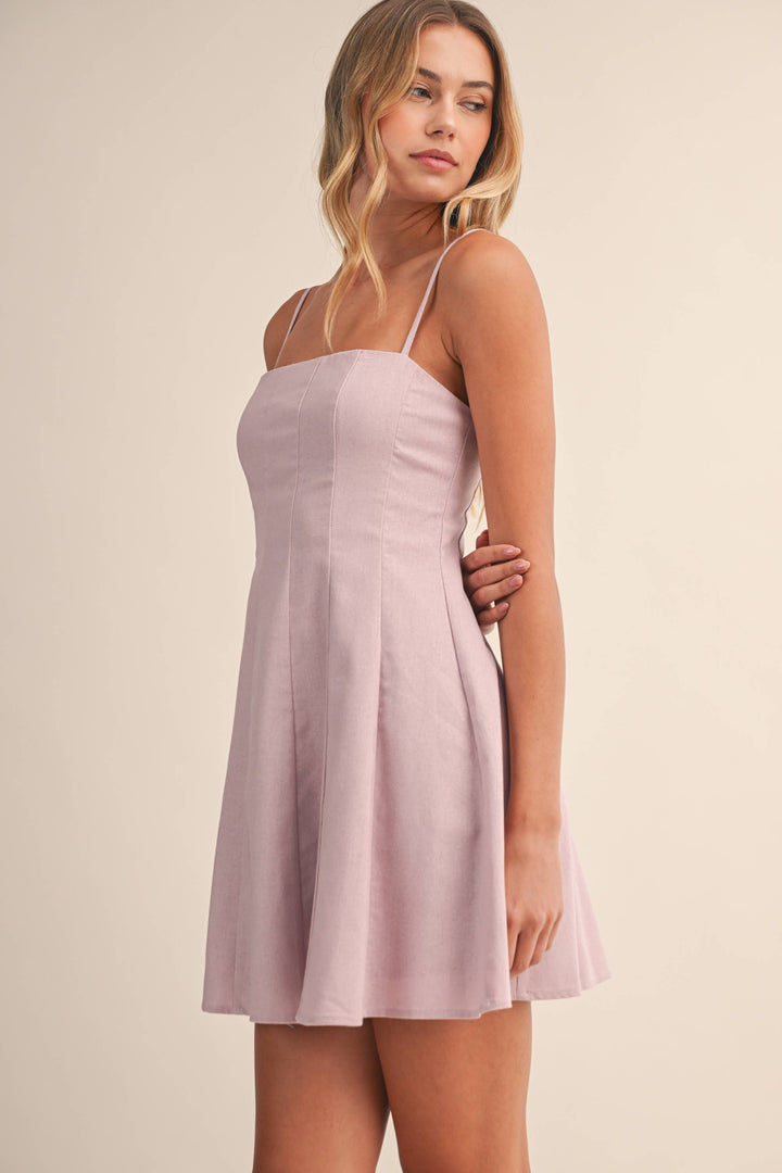 Klesis - Linen Flared Mini Dress Pink 5