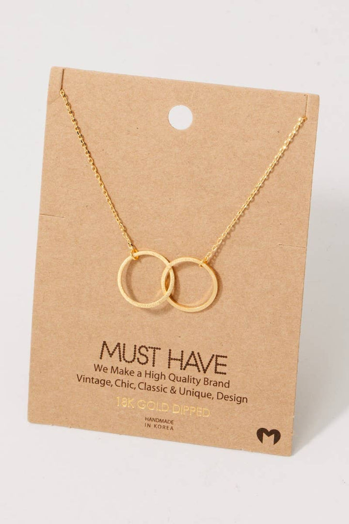 Fame Metallic Dual Circle Pendant Necklace