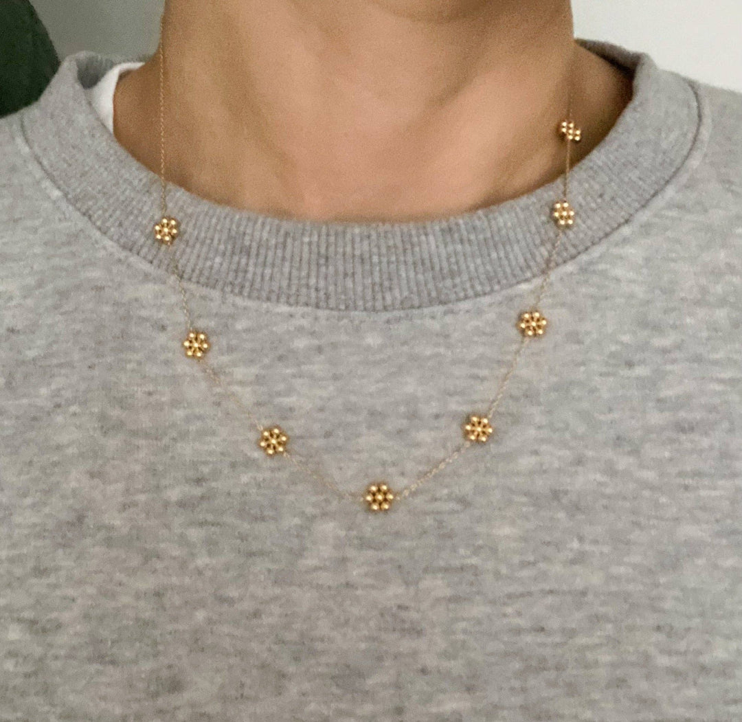 Ellison+Young - Dainty Golden Bead Flower Necklace 4