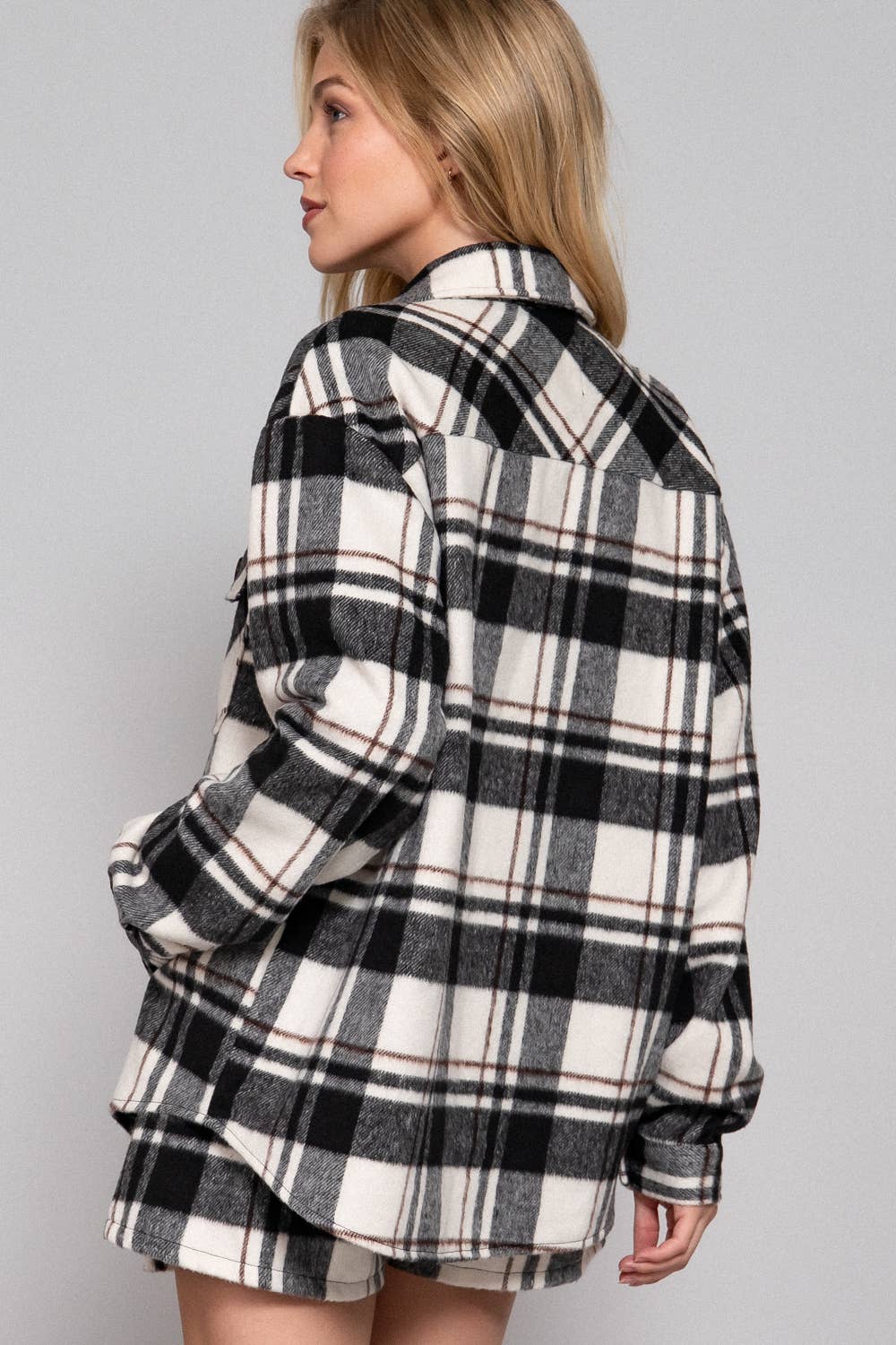 Wool Plaid Jacket Black 1