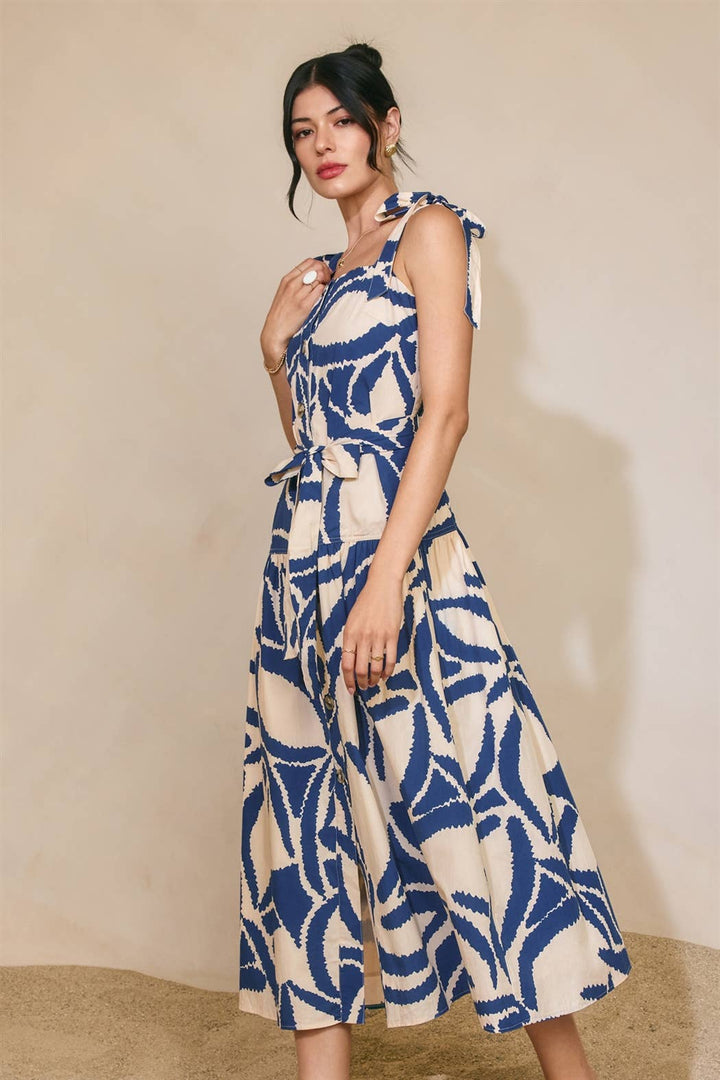 Dress Forum - Tide and Seek Button Down Midi Dress in Blue 2