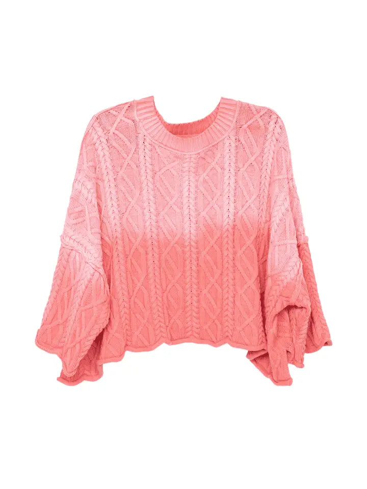Katydid Pink Slouchy Oversized Cable Knit Sweater1