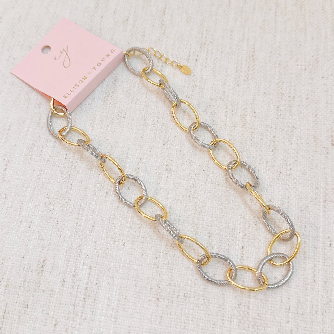 Ellison+Young - Cabled Texture Two Tone Chain Necklace 4