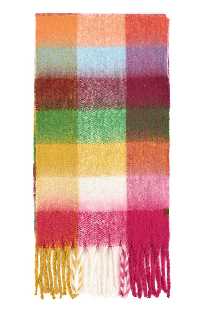 C.C Multi Color Block Plaid Scarf