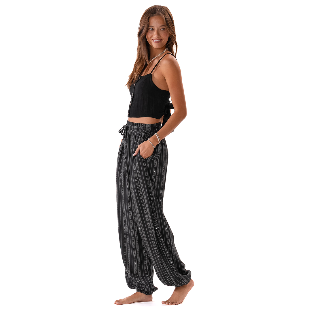 Lotus and Luna Akha Tribal Jogger Harem Pants black 3