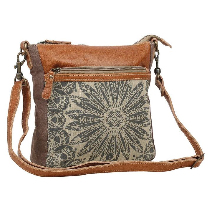 Myra Dizzy Circle small canvas and leather crossbody bag - Back View