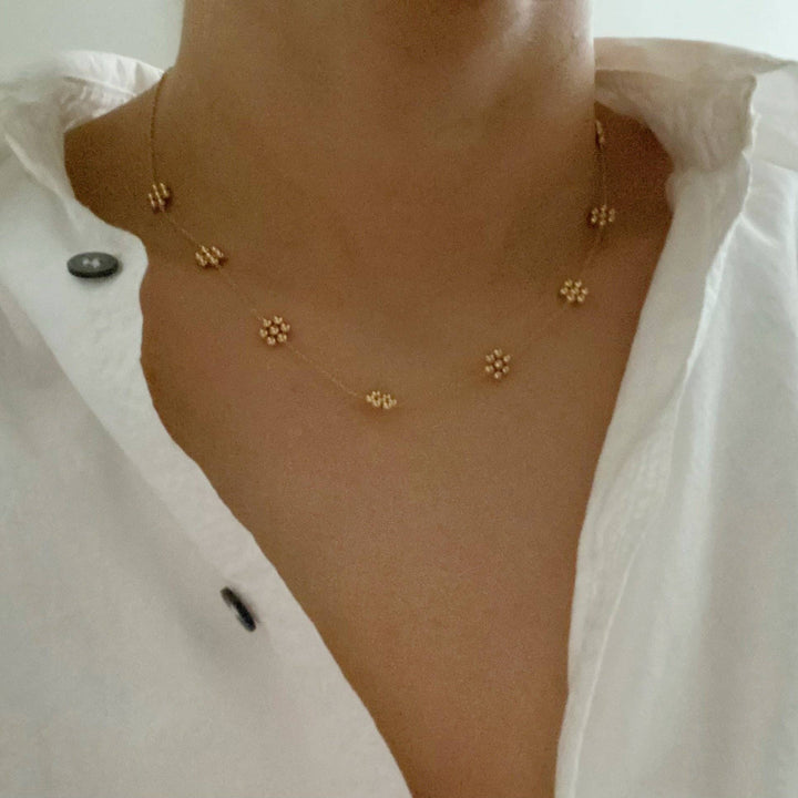 Ellison+Young - Dainty Golden Bead Flower Necklace 1