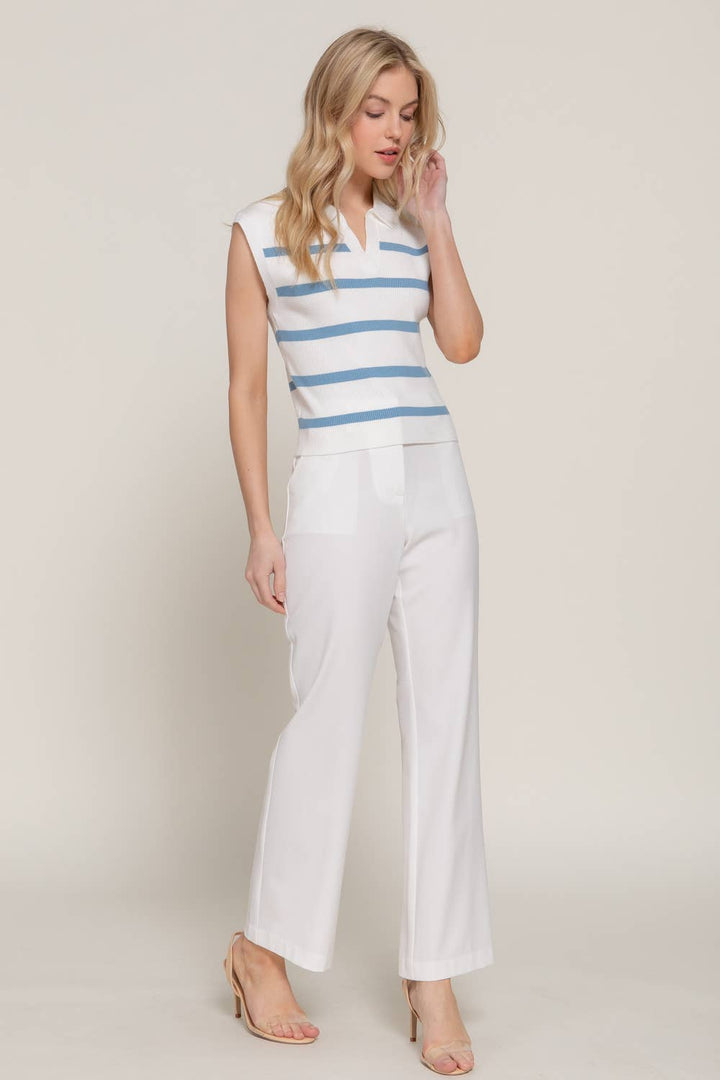 Stripe Polo Spring Sweater